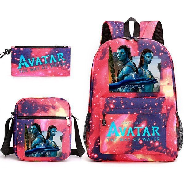 Set De Tres Piezas Avatar 2, Mochila Escolar, Bolso PequeñO De Hombro, Estuche, Estudiantes De Primaria Y Secundaria, Estudiantes De Bachillerato, Mochila. 3-Piece Schoolbag Set-image