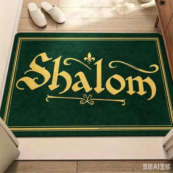 Elegancka Mata Pod Drzwi Shalom Hebrajskie Powitanie Mata Powitalna Styl Vintage Dywanik WejśCiowy AntypośLizgowy Zmywalny Dywanik PodłOgowy Maty Kuchenne 30X50Cm-image