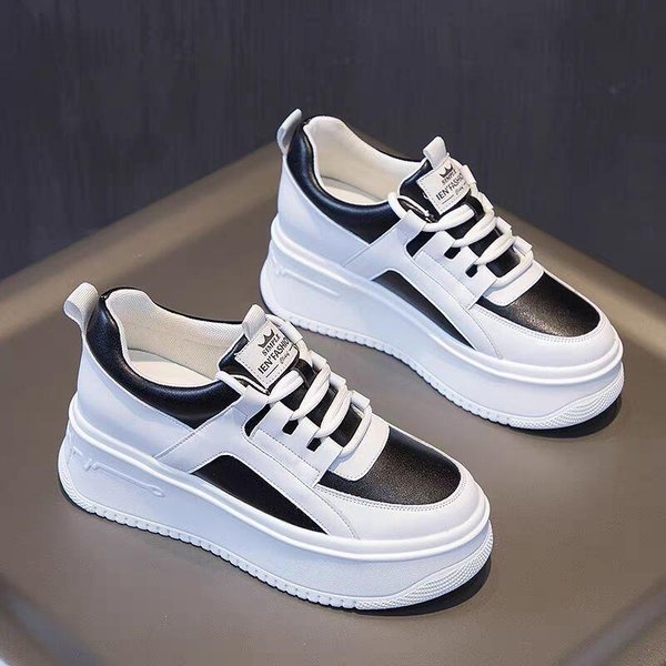 Zapatos Blancos PequeñOs Para Mujer OtoñO Nuevo VersáTil Casual Zapatos Deportivos Suelas Gruesas Aumentan La Altura Y Muestran Delgadez Zapatos De Plataforma Muffin Para Mujer 40 Gray-image