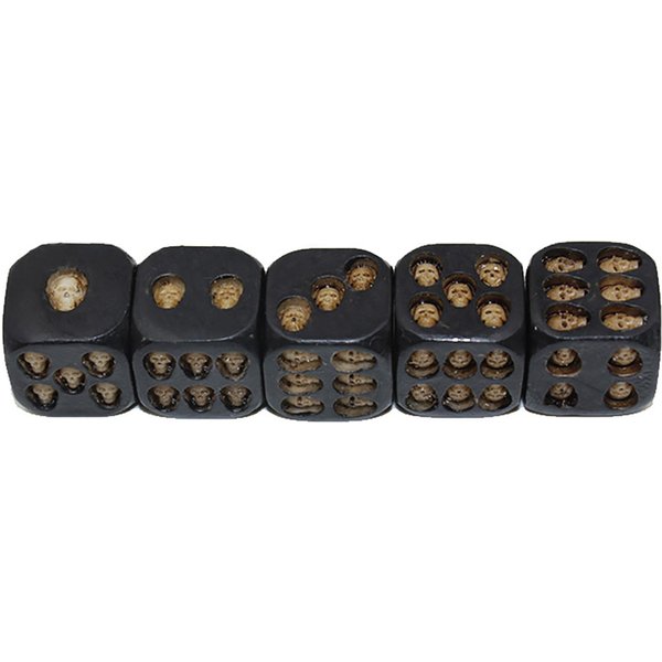 5 Uds./Juego Dados De Calavera De Halloween Decorativos Dados De Calavera Negros Para Fiesta De Halloween Juego De Mesa De La Muerte Juguete Conjunto De La Muerte De 5 18Mm St Uso PráCtico-image