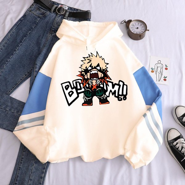 GorąCe Anime My Hero Academia Bakugo Katsuki Nadruk Graficzny Bluza Z Kapturem MęSka Damska Bluzy Oversize Casualowa Bluza Streetwear Harajuku M BeżOwy-image