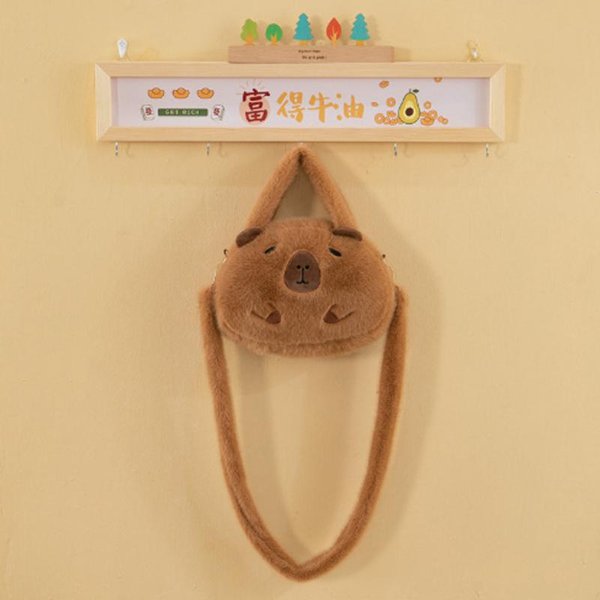 Mochila Escolar De Peluche Capibara Bolso De Capibara Casual VersáTil Bolso De Piel Mochila De Gran Capacidad Mochila Escolar Mochila Beige-image