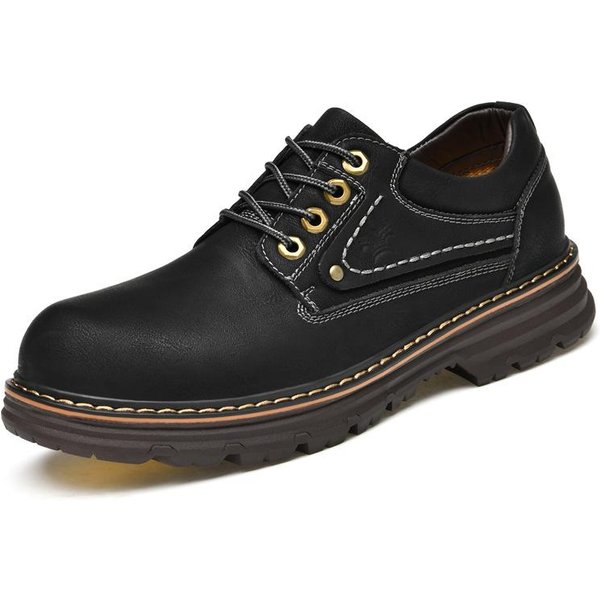 Zapatos De Trabajo De Cuero Genuino Para Exteriores, Zapatos De Cuero Con Cabeza Grande, Zapatos De ProteccióN Laboral, Zapatos Casuales Antideslizantes Y Resistentes Al Desgaste. 42-image