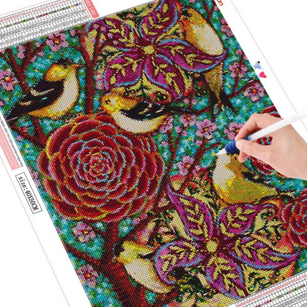 5D Diamante Pintura Nuevas Llegadas PáJaro Cuadrado Completo Diamante Cruz Punto Flor Mosaico DecoracióN Animal Full Square 20X30CM-image