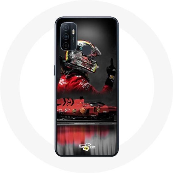 Funda Oppo A53 - FóRmula 1 - Sebastian Vettel - Flexible - Roja - ProteccióN Rojo-image