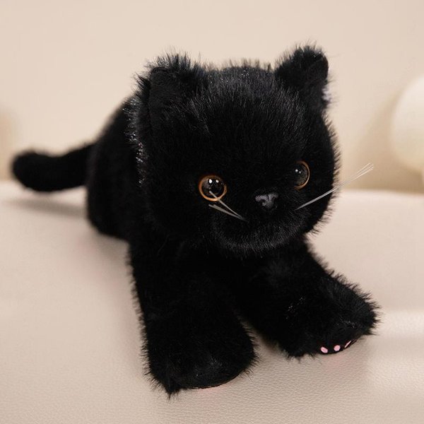 40Cm/53Cm Nuevo Lindo Gato Simulado MuñEco Peluche Juguete Relleno Suave Animal Peluche Rayas Naranja/Gris/MarróN Gatito Almohada Regalo NiñOs 40Cm Black-image