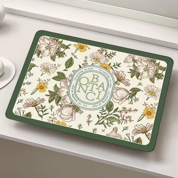 Retro Styl Bohemski Super ChłOnna Mata Do Suszenia Naczyń StołOwych Mata Do Suszenia Talerzy Kuchenna Butelka AntypośLizgowa Mata Luksusowy Czajnik Naczynia StołOwe Blat Barowy 20X30Cm-image