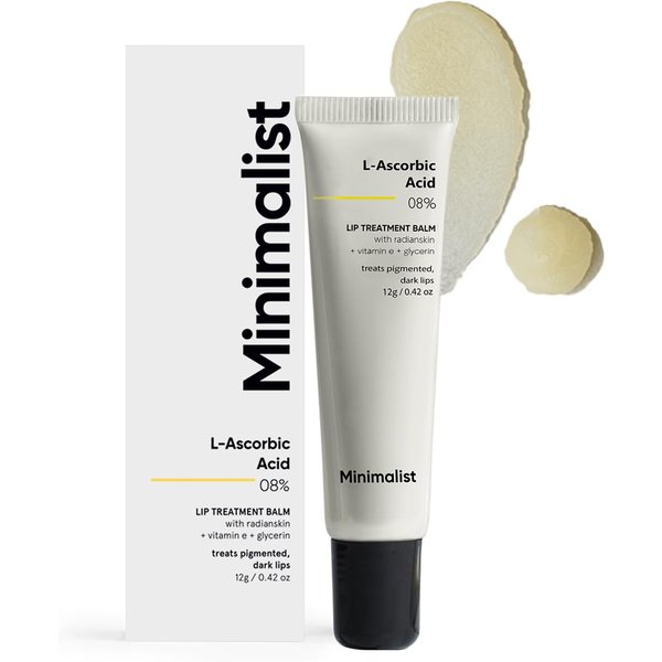 Minimalistyczny Balsam Do Ust Dla OsóB Z Pigmentacją I Ciemnymi Ustami | 8% Kwasu L-Askorbinowego Z Witaminą E, Radianskin I Gliceryną | Dla Kobiet I MężCzyzn | 12 G White-image