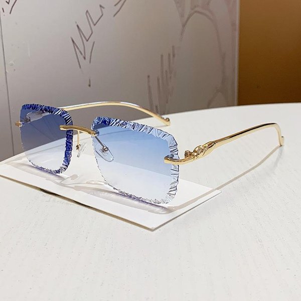 Y2K Vintage Kwadratowe Okulary PrzeciwsłOneczne Bez Oprawek Luksusowa Marka Projektant Punk Metalowe CięTe Diamentem Okulary Dla Kobiet MężCzyzn-image
