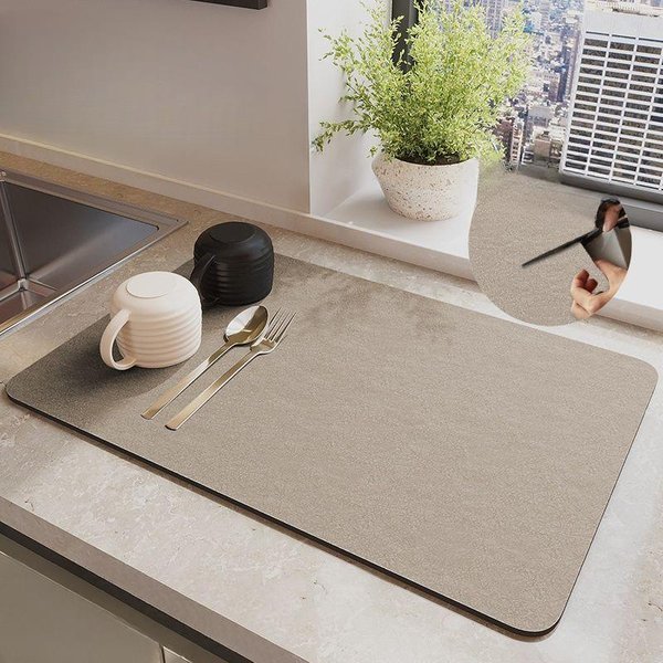 Alfombrilla De Drenaje Para Cocina, Alfombrilla Para Encimera, Barro Diatomeas Suave, Alfombrilla Absorbente Para Escritorio, Posavasos, Lavabo De BañO, Antideslizante Y Antiescaldado 80X120Cm 31.5X47.3I-image