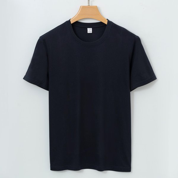 Camiseta De AlgodóN Puro AlgodóN Mercerizado De Hilo Alto Para Hombre Manga Larga Terciopelo AlgodóN Cuello Redondo Blanca PequeñA Camiseta Fina Fresca De AlgodóN Puro Manga Corta Hombre Xxxxl Black-image
