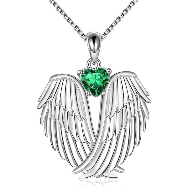 Collar Huitan Ala Creativa Con Zirconia CúBica De CorazóN Verde/Azul Accesorios EstéTicos Para El Cuello Para Mujer JoyeríA De Boda Trendy 45Cm-image