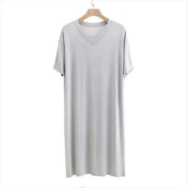 CamisóN De Verano Para Hombre, Pijama Modal, Cuello Redondo, Manga RagláN Sencilla, Vestido Tipo Camiseta, Informal, Holgado, Talla Grande, Ropa Para El Hogar XL White-image