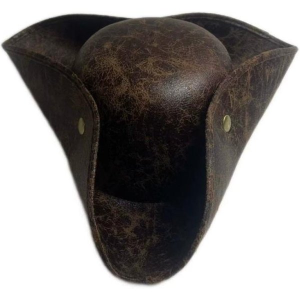 Kapelusze SłOneczne SkóRzany Kapelusz Piracki Vintage Kapelusz Kapitana Dla MężCzyzn Kobiet Impreza Kostium Cosplay Fotograficzny One Size BrąZowy-image