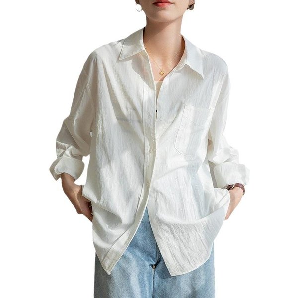 Camisa De Manga Larga Para Mujer, Ropa De OtoñO, Nueva Camisa De Cuello Polo Con Temperamento, Top VersáTil Para Ir Al Trabajo XL White-image