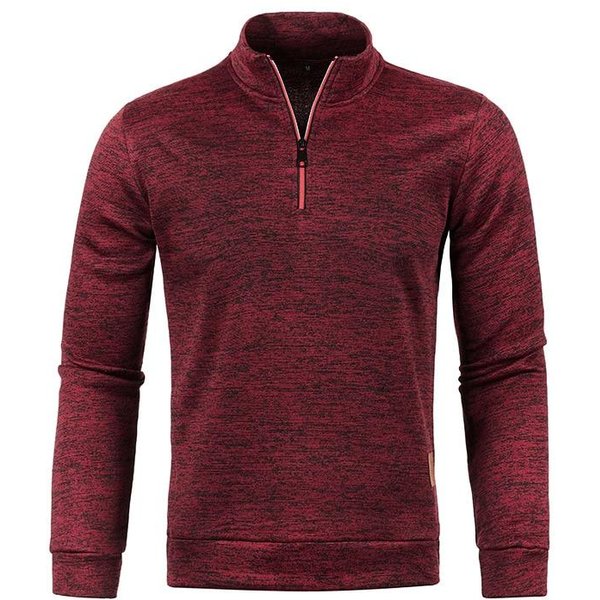 PłAszcz W Jednolitym Kolorze MęSki Jesienno-Zimowy DłUgi RęKaw Z Zamkiem BłYskawicznym I StóJką T-Shirty MęSkie Swetry Top Sportowy MęSki L Wino-image