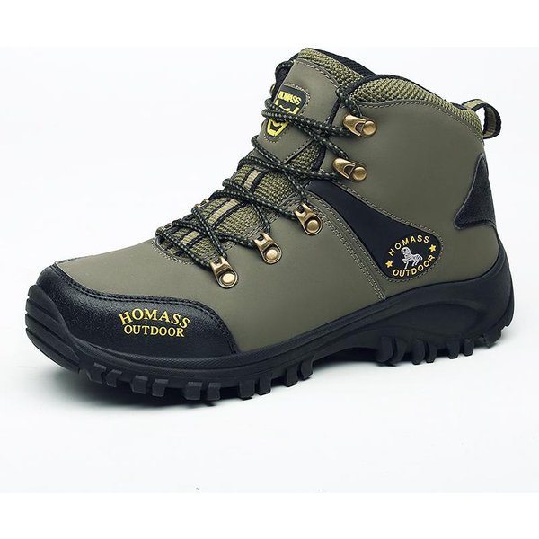 Zapatos Para Hombre Nuevas Zapatillas De Hombre Cuero Impermeable MontañIsmo Camping Senderismo Zapatos Suela Gruesa CóModas Zapatillas Para Correr 40 Verde-image