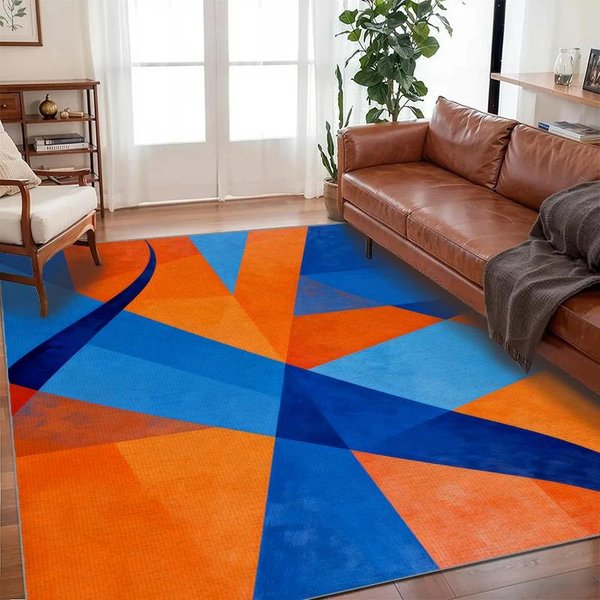 Nowoczesny Geometryczny BeżOwo-Szary Dywanik Do Salonu, Sypialni, Dekoracja Domu, AntypośLizgowy, Zmywalny, MięKki Dywan PodłOgowy 50X80Cm19.7X31.5In-image