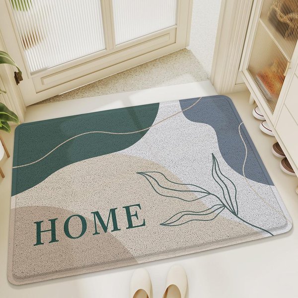 Alfombra Moderna Simple Para Puerta De Entrada Mate Suciedad Ins Hogar Porche Alfombra Antideslizante Alfombra De Anillo De Seda Para EliminacióN De Arena Y Polvo 45*75Cm Gray-image