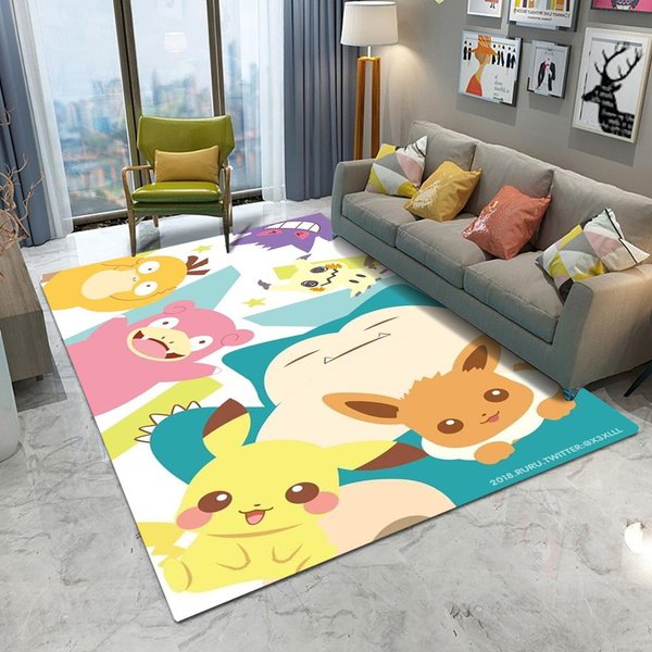 Pokemon Pikachu Snorlax Dywanik KreskóWka Salon Sypialnia Kuchnia Stół Balkon Mata AntypośLizgowa Zmywalna Urocza Dekoracyjna Mata 120*160Cm-image