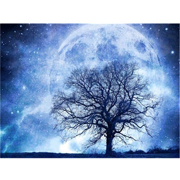 Bordado De Diamantes 5D DIY Pintura De Diamantes Paisaje Luna ÁRbol Punto De Cruz Mosaico De Diamantes Hogar Regalo 20X30CM-image
