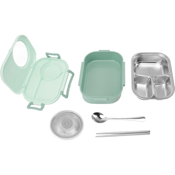 Fiambrera Bento 1450Ml Acero Inoxidable Compartimento TéRmico Contenedores Bento Doble Capa L Verde-image
