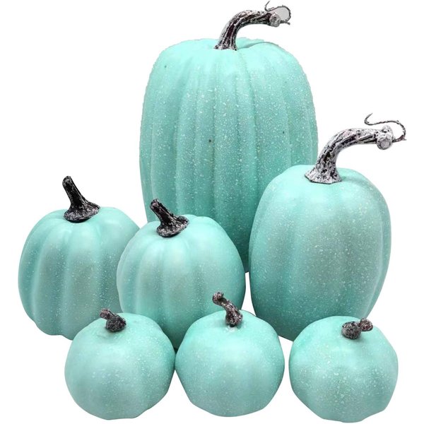 7 Piezas Calabaza Artificial Linda Realista Espuma Calabazas De Cosecha Para DecoracióN De Fiesta De OtoñO Verde Verde-image