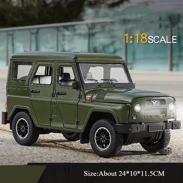 1:18 Rosja Uaz Hunter PodróżNicy Model Ze Stopu Diecast Zabawki Samochody Drzwi Otwierane DźWięK ŚWiatłO Pull Back Pojazdy Prezenty Przedmioty Dekoracyjne-image