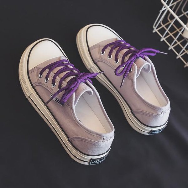 Zapatos De Lona Para Mujer Zapatillas Deportivas Moda Primavera Verano Transpirables Planos Zapatos Vulcanizados Mujer Calzado Casual Para Caminar SeñOras 35 PúRpura-image