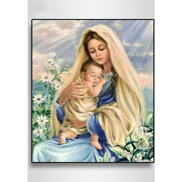 Diament Malarstwo Religia PełNy Obraz Rhinestone 5D Diy Diament Haft Cross Stitch 20X30CM Beige-image