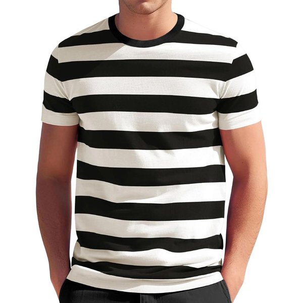 MęSki Rekreacyjny Trend OkrąGłY Dekolt Nadruk T-Shirt KróTki RęKaw M Czarny-image