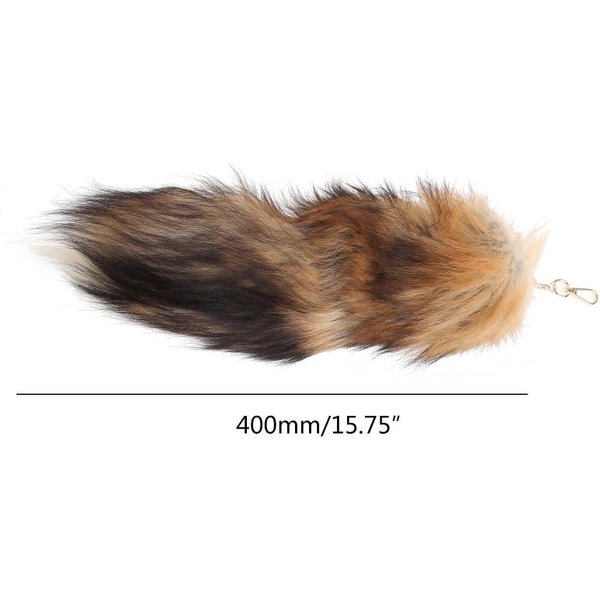 Pluszowy Breloczek Do Kluczy Z Ogonem Lisa Futrzany Breloczek Do Kluczy Z Ogonem Szopa Breloczek 28Cm ZwierzęCy Ogon Breloczek-Wisiorek Pompom Uchwyt Na Brelok Dekoracja Do Torebki-image