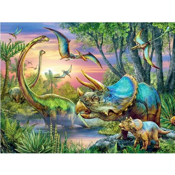 Pintura De Diamante Artesanal 5D Dinosaurio Rinoceronte , Bordado De Diamantes, Punto De Cruz, Mosaico, Pintura, DecoracióN, Regalo 20X30CM-image