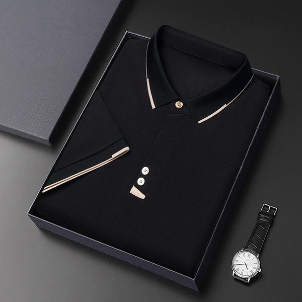 Polo De Verano Para Hombre, Informal, De Negocios, Con Solapa, Fino, Transpirable, De Seda Helada, Manga Corta 4XL-image