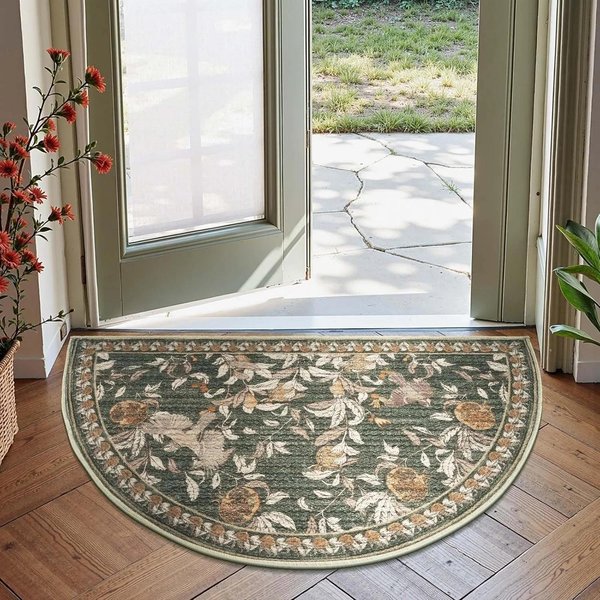 Vintage Granat Ptak PółOkrąGłA Mata WejśCiowa Rustykalny Nadruk Botaniczny AntypośLizgowy Dywanik Do Przedpokoju WystróJ Domu W Stylu Wiejskiej Chatki 50X80Cm 20X31Inch-image