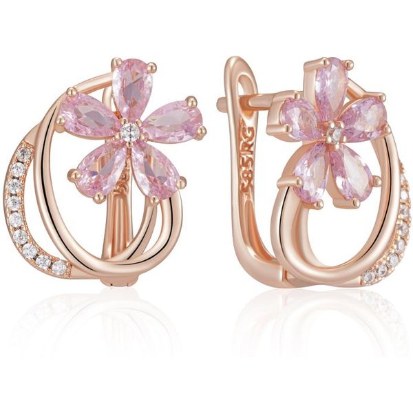 Pendientes Ingleses De Flor De ZircóN Natural Rosa Para Mujer Tendencia Color Oro Rosa Calidad Diaria Fino JoyeríA Vintage-image