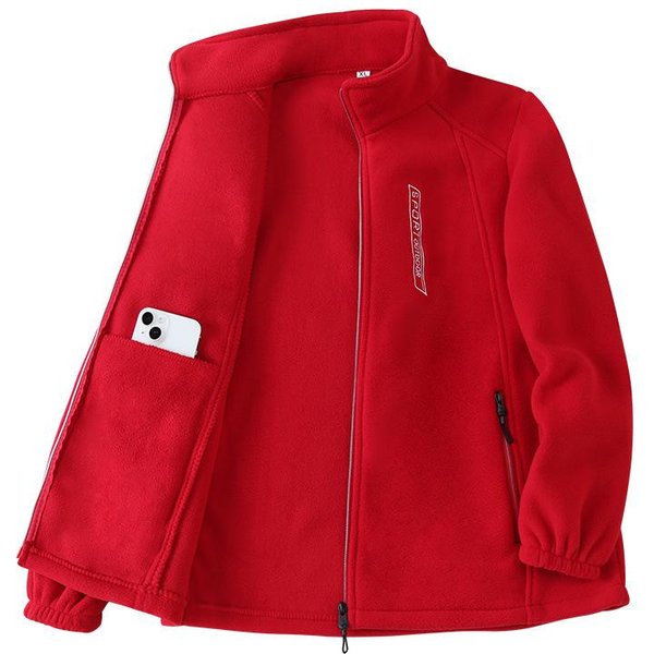 Jesienna I Zimowa Damska Kurtka Polarowa Kurtka Plus Aksamitna Pogrubiona StóJka Kardigan Kurtka LuźNa Bluza Polarowa Xxxxxl Czerwony-image