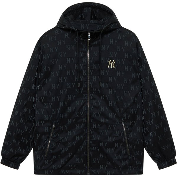 MLB Seria MonogramóW New York Yankees 24FW Klasyczna Bluza Z Kapturem Z Nadrukiem Logo Na CałEj Powierzchni LuźNy KróJ Rozpinana Wiatroodporna Kurtka Kurtki Unisex 3AWJM0444-50BKS S-image