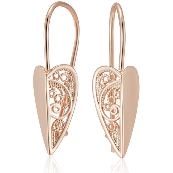 Pendientes Largos Poco Comunes De Oro Rosa GeoméTricos Flor Hueca Pendientes Largos Colgantes Para Mujeres Moda JoyeríA Diaria Regalo Beige-image
