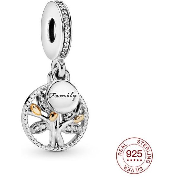 Charm De Plata 925 Bicolor Anillos De Boda Colgante Charm Colgante Ajuste Collar Original Para Mujer JoyeríA De Moda Regalo White-image