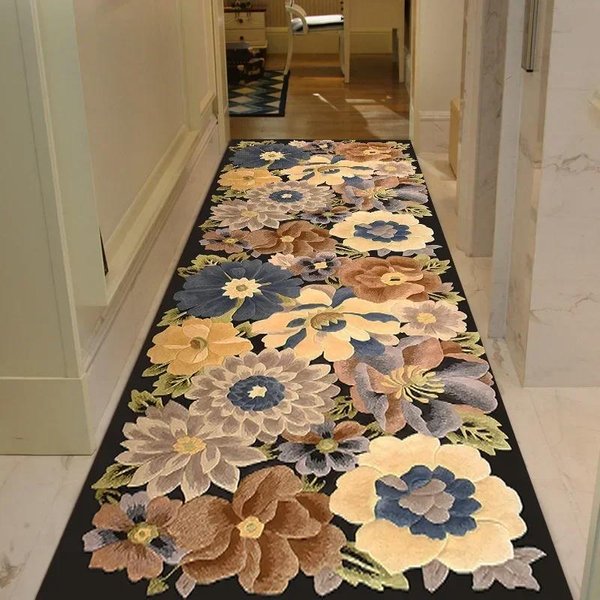 Luksusowy Korytarz DłUgie Dywany Dla Biegaczy Korytarz Niebieski ZłOty Dywan żAkardowy Salon Hotel Schody Mata AntypośLizgowa Dom Kuchnia Dywan 80X400Cm 31.4X157In-image