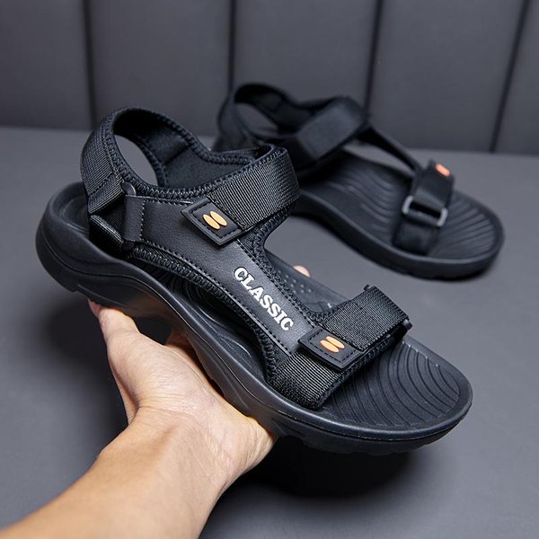 Sandalias De Hombre, Sandalias De Verano Para Ocio, Playa, Vacaciones, Zapatos Para Hombre, Nuevas Zapatillas De Deporte Para Exteriores, Sandalias Informales CóModas Retro Para Hombre 42 Negro-image
