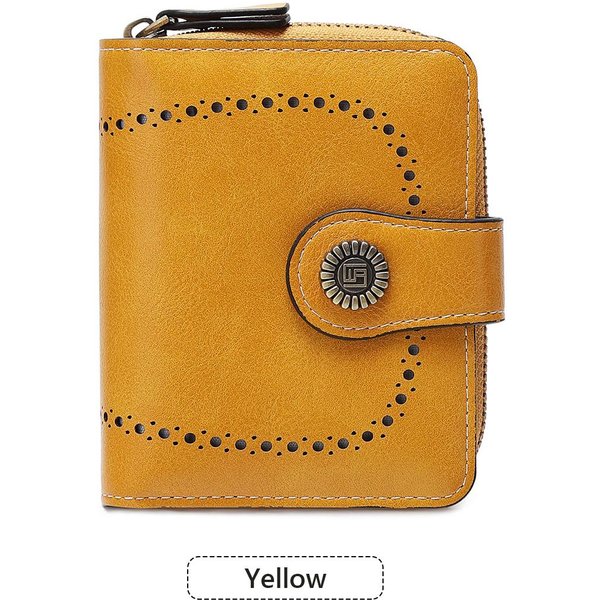 Modny Retro Damski Portfel KróTki SkłAdany Na Pół Etui Na Karty Wielokieszeniowy Zapinany Na Zamek Portmonetka Na Monety SkóRa PU Klamra Mini KopertóWka MałY Portfel Orange-image