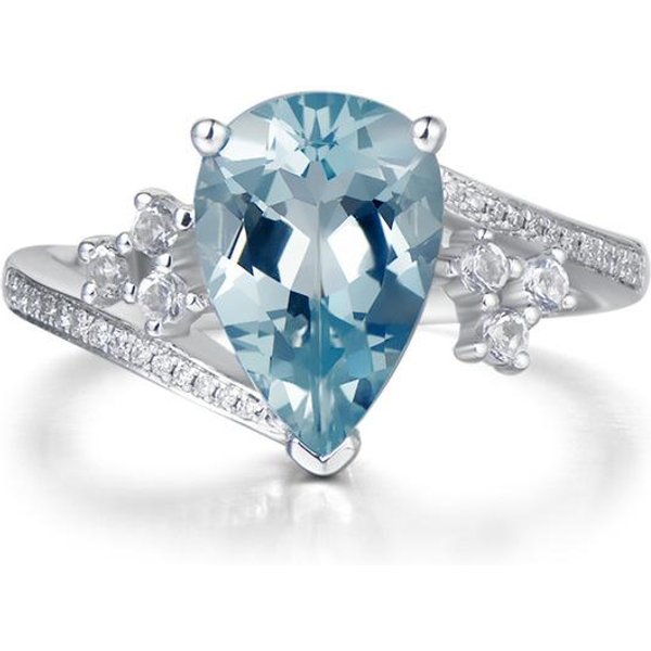 Nuevo Modelo Anillo Impermeable Zafiro Piedra Preciosa Para Mujer Anillo De Plata De Ley 925 JoyeríA Para Fiesta Compromiso Boda Antik Perak White-image