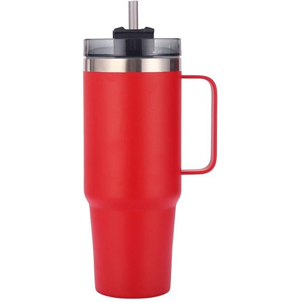 Acero Inoxidable Hielo Ba Taza Doble VacíO Taza De VacíO Tapa Grande Con Paja Con Tapa Asa Taza De Coche Duradera Duradera ÚTil 20Oz-image
