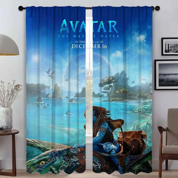 Cortinas Opacas Avatar Para Sala De Estar Cortinas Interiores Para El Hogar 2 Piezas ParticióN Cortinas Para Ventanas Estores Tul Para Dormitorio NiñO W50Xh70Cmx2Pcs-Cl-image