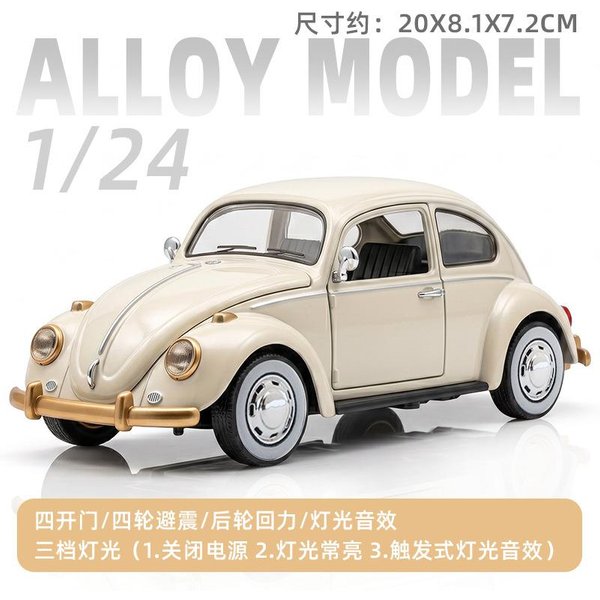 1:24 Klasyczny SamochóD ŻUk Symulacja Metalowy Odlew Stopowy Model Samochodu DźWięK ŚWiatłO Pull Back Kolekcjonerska Zabawka Prezenty-image