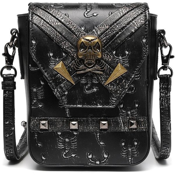 Bolso Bandolera De Un Solo Hombro Con Un Estilo Retro Europeo Y Punk Industrial Americano Para Mujer. Gray-image