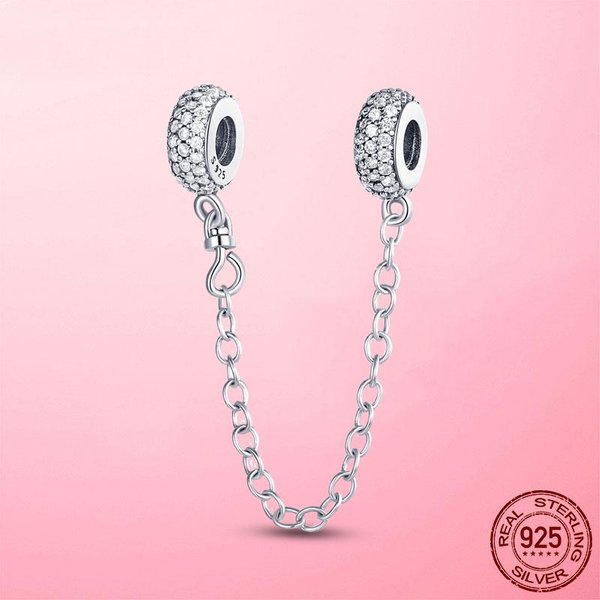 Clip Cierre Plata 925 Clip Cadena De Seguridad Abalorios Tope Estrella Ajuste Pulsera Original Dora JoyeríA DIY Original Gray-image