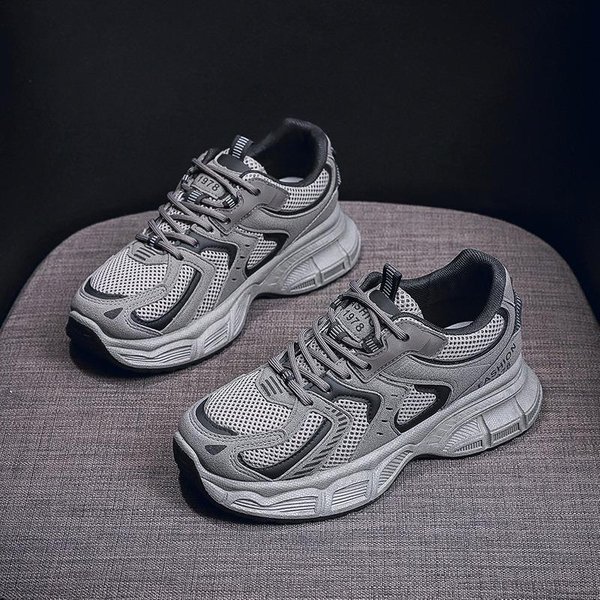Sportowe Buty Typu 'Daddy Shoes' Są Wszechstronne, Studenckie, Na Grubej Podeszwie, ZwięKszająCe Wysokość, Codzienne I OddychająCe Buty Do Biegania 38 Szary-image